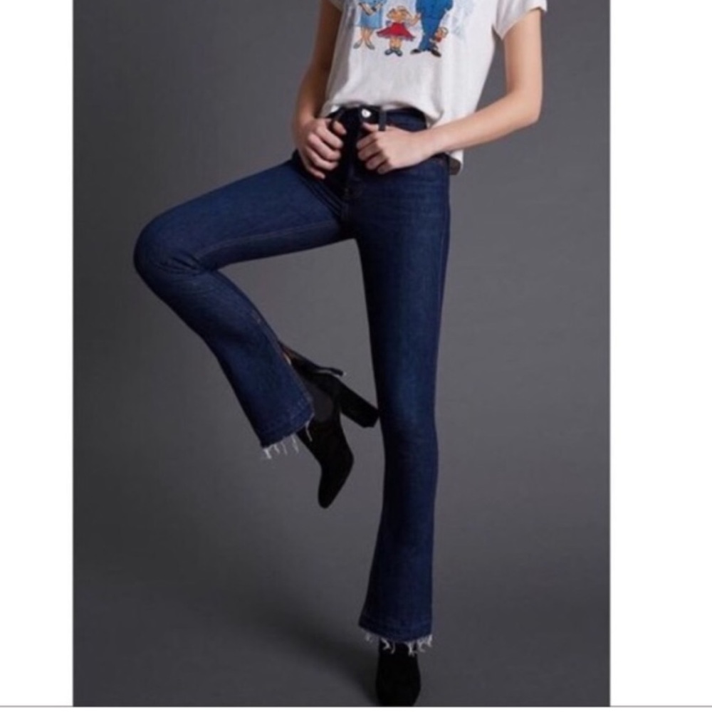 Re/Done Originals The Elsa Stretch Split Hem Flare Jeans Size 26 Dark Wash NWOT